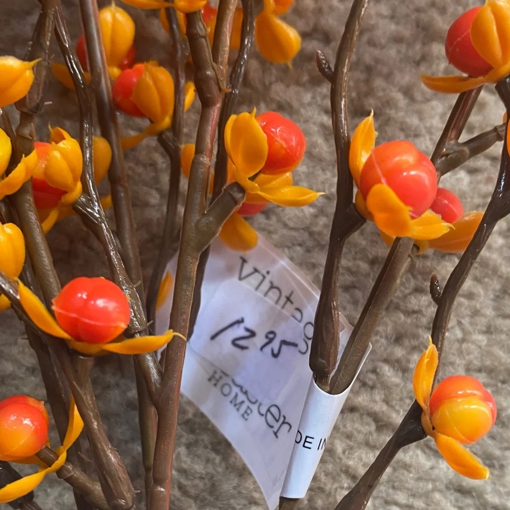 Orange and Red Bittersweet Faux Floral Branch